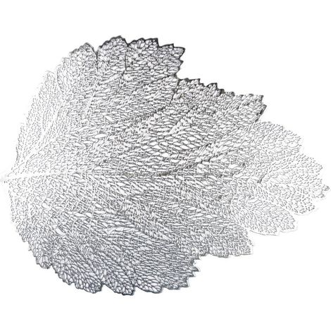 Sous-assiette de Présentation Feuille de Chêne Argentée en Plastique 47 x 36 cm - PANGIVO (1/5)
