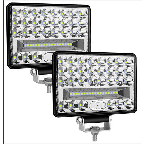 Phare de Travail LED 5 Pouces 48 LED 144W 7200LM 6500K DC 9-30V IP65 Spot + Flood pour Voiture Camion SUV ATV Bateau Engin de Chantier（4pcs） (1/5)