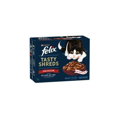 FELIX TASTY SHREDS Farm Selection in Gravy Wet Cat Food 12x80g - 736415