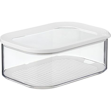 Boîte à Fromage - Boîte de Rangement de avec Couvercle - Pour les Morceaux et les Tranches de Fromage - Conteneur Hermétique - Boîte de Rangement Cuisine - 2000 ml - White (1/5)