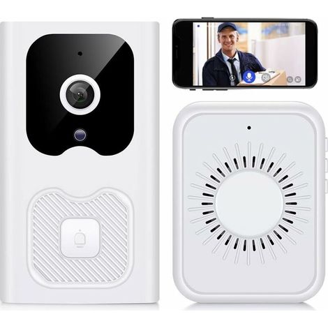 Sonnette vidéo à distance sans fil, sonnette vidéo WiFi vision nocturne extérieure sans fil sonnette caméra interphone résidentiel moniteur (1/5)