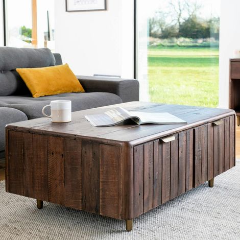 Table basse bois recyclé brun QUEENSTOWN (1/5)