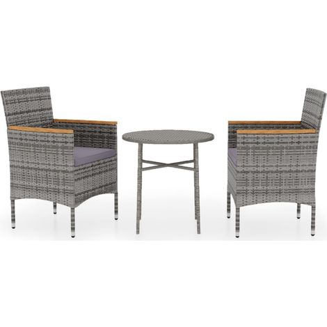 Maison Exclusive - 3-tlg. Garten-Essgruppe Poly Rattan Grau