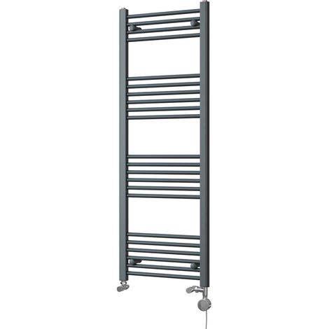 Zennor - Anthracite Dual Fuel Towel Rail H1400mm x W500mm Thermostatic - Straight (1/3)