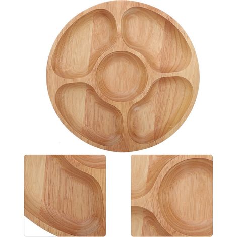 Plaque de séparation ronde en bois d'hévéa (1/4)