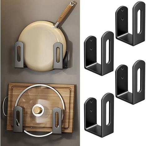 4 Pcs Porte Couvercle Cuisine Aucun Perçage Requis Range Couvercle Support Couvercle Casserole (1/5)