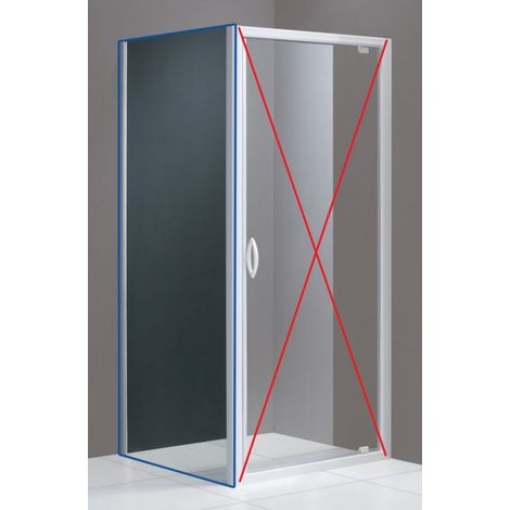 Paroi de douche fixe extensible 67-69 cm – Verre transparent 5 mm – Profilé blanc – Hauteur 190 cm – Type retour fixe – Alterna (1/2)