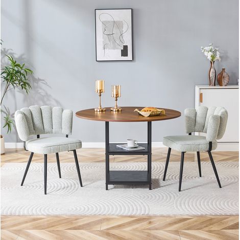Esstisch Set rund 107 cm mit 2 Stühlen Stauraum OKMYHOME (1/4)