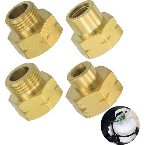 4 stuks gasflessen adapterset Europa, gasflesadapter voor het vullen van Duitse gasflessen n in het buitenland, messing gaspatronen, adapter voor het vullen van Duitse gasflessen, messing (Nr D1-D4)