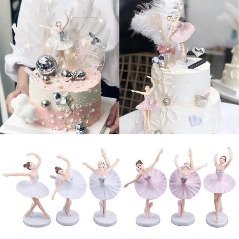Lot de 6 figurines miniatures de ballerines pour décorer vos gâteaux. (1/4)