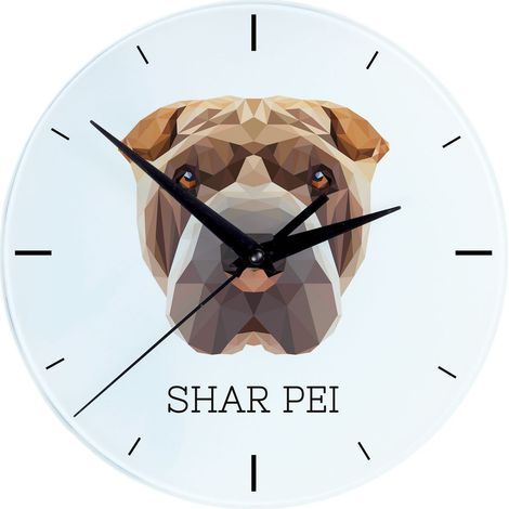 Shar Pei - reloj de pared geométrico con foto e inscripción de Art-Dog (1/4)
