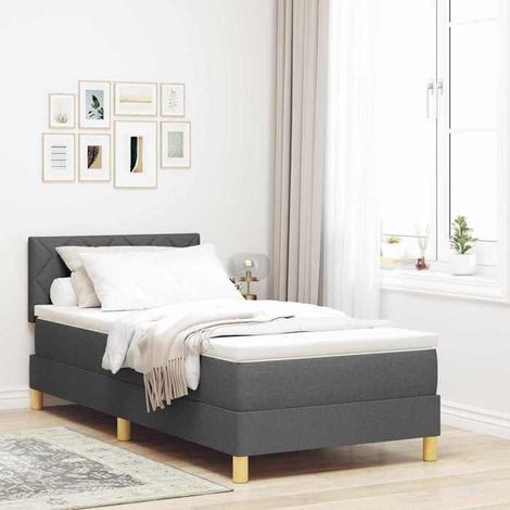 Lit boxspring avec matelas - 3338959 - Gris foncé - 90 x 190 cm - Support 200 kg (1/5)