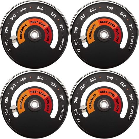 (4 Pièces) Thermomètre Magnétique Thermomètre Poêle à Bois Thermomètre de Conduit de Cheminée Thermomètre de Température Poêle pour Éviter un Ventilateur Endommagé par une Surchauffe (1/5)
