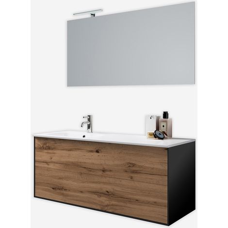 Mobile bagno sospeso con specchio e lavabo SX Igea - Rovere