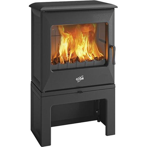 Godin – Poêle à bois fonte 5kW noir – Étanche RT2012 – Bûches 33 cm – Rendement 76% – Flamme verte 7 étoiles – Sortie fumées Ø125 mm (1/2)