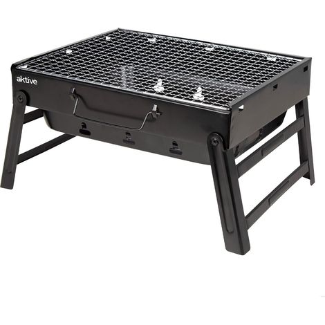 Barbecue Charbon Pliable - 1 Unité - Acier - Portable Avec Poignée - Camping Et Jardin - 40x28x20 Cm (1/5)