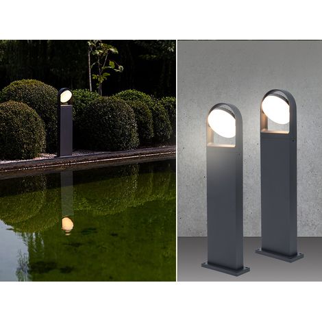 LED Wegeleuchten 2er SET Anthrazit ALU - Kopf 320° verstellbar, IP54, Höhe 70cm (1/5)