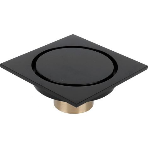 Bonde de douche carrée, bonde de douche noire de 10 cm (1/5)