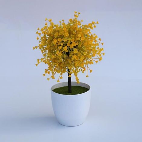 FLEUR-PLANTE ARTIFICIELLE - FLEUR SECHEE Fleur artificielle avec pot de fleurs, style-Yellow 1 (1/2)