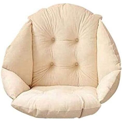Coussin de Chaise avec Dossier siège Coquille Fauteuil Velours Douillet Elastique Impermeable pour Chaise en Rotin Paille Jardin 40x52 cm Beige (1/5)