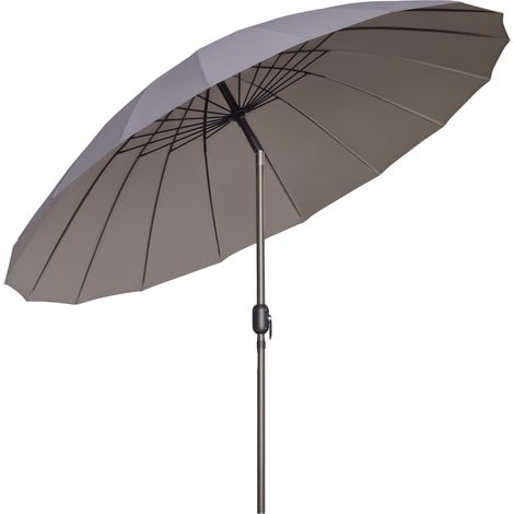 Outsunny 2.5m Shanghai Garden Parasol Umbrella with Crank & Tilt, Adjustable Outdoor Sun Shade, Grey