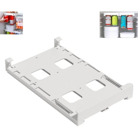 Étagère suspendue pour réfrigérateur - Porte-canettes - Blanc - Porte-boissons - Porte-canettes suspendu empilable - Distributeur de boissons réutilisable - Distributeur de boissons coulissant pour ré (1/5)
