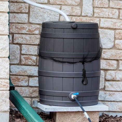 2 filets pour citerne d'eau de pluie Ø60 cm, protection anti-feuilles et anti-moustiques, réglable avec cordon de serrage (1/5)