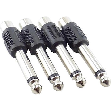 Adaptateur audio stéréo mâle 6,35 mm (1/4 pouce) vers RCA femelle, connecteur plaqué, lot de 4, métal résistant à la corrosion, multicolore (1/5)