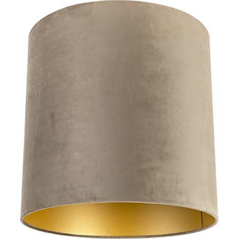 Samt Lampenschirm Taupe 40/40/40 mit goldener Innenseite (1/4)