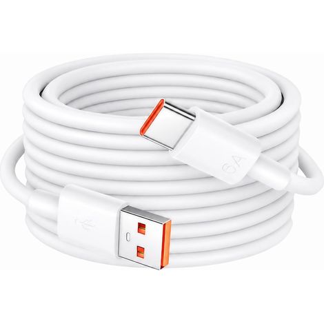 Câble USB-C, 8 m Haute Résistance, Câble USB-A vers USB-C, Compatible Charge Rapide 100W, Intensité Élevée 5A/6A, pour Caméras de Surveillance, Projecteurs, Dashcams et Appareils Domestiques avec Port (1/5)