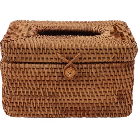 Boîte à Mouchoirs en Rotin Tissé - Couverture Rectangulaire pour Salon, Salle de Bain, Bureau ou Voiture - Organisateur de Comptoir Élégant (1/5)