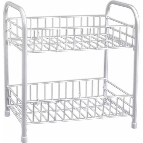 Trade Shop - Estantería De Baño De Esquina De 2 Niveles Estantes De Metal Y Cristal Mueble 52910 - (1/5)