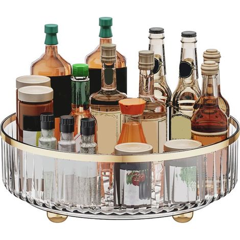 Plateau tournant transparent design luxe, rangement épices cosmétiques et fruits (1/5)