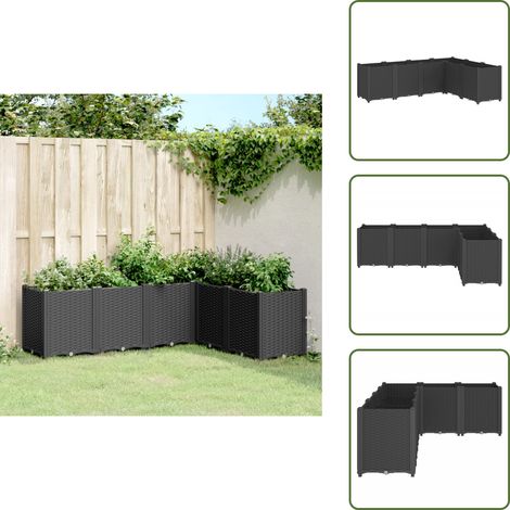 The Living Store Jardinière noir 160x120x53 cm polypropylène - Jardinière patio (1/5)
