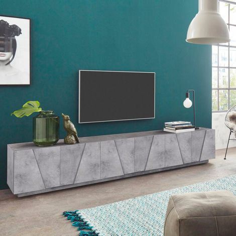 Wohnzimmer TV-Schrank 6 Türen 3 Zimmer modernes Design Ping Low Concrete XL (1/5)