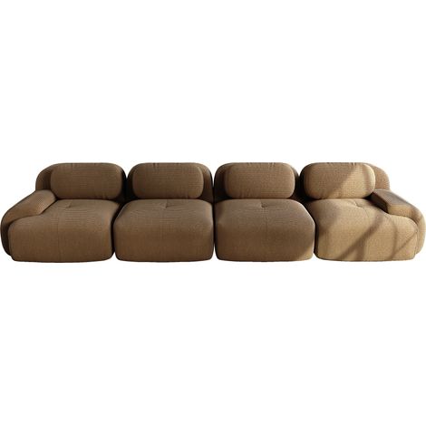ELVMI Sofá rinconera modular sin marco con espuma 32D y reposabrazos curvos, en pana, Marrón (1/5)