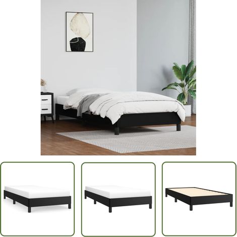 The Living Store Cadre de lit sans matelas noir 90x190 cm similicuir - Cadre De Lit - Lit Double - Similicuir - Lit Noir - Meuble Chambre (1/5)