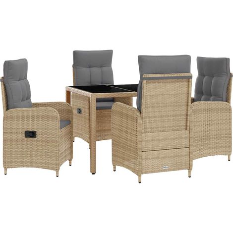 Maison Exclusive - Outdoortisch-Set 5 Stk. Beige und Hellgrau Pol (1/5)