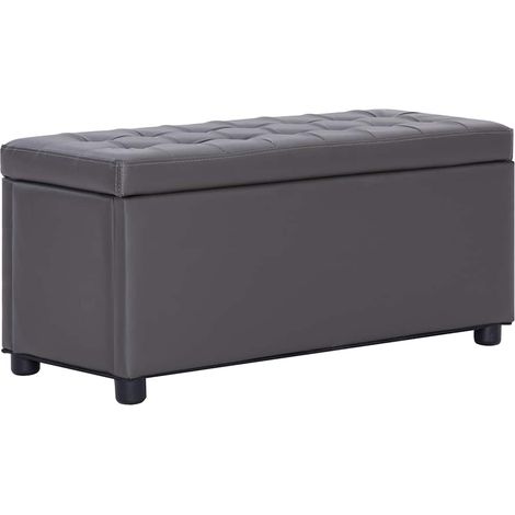 vidaXL Storage Ottoman 87,5 cm Grey Faux Leather