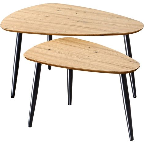 CALICOSY - Lot de 2 Tables Gigognes avec Pieds en Métal