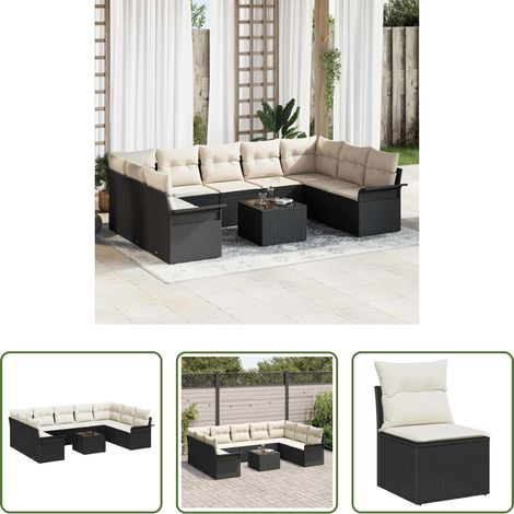 Poly-Rattan - Gartensofa-set mit Speicher 10 pcs Braun Poly-Rattan (1/5)