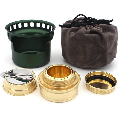 Réchaud à alcool de camping, réchaud à alcool liquide ou solide avec sac, réchaud de cuisine portable (1/4)