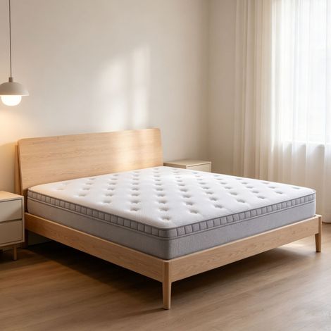 Matratze 90x200 cm, 7-Komfortzonen, verstärkte Kanten, in Stoff, altweiß (1/5)