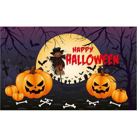 Toile de fond sur le thème d'Halloween, bannière de décoration festive,réutilisable, convient aux adultes et aux fêtes d'anniversaire. (1/5)