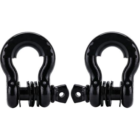 2pcs Manille 4x4, 4,75 T Manille de Levage, 3/4" Manilles de Remorquage 4x4, Manilles Acier Galvanisé avec Garnitures Caoutchouc pour Traction de Remorque Voiture Camion (Noir) (1/5)