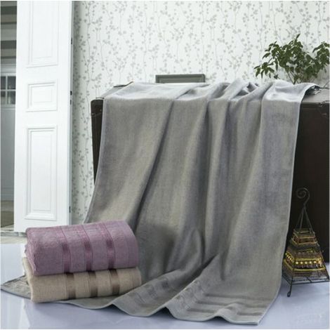 Drap de bain surdimensionné en fibre de bambou, 2 pièces, serviettes de bain super douces, très absorbantes, confortables, gris (1/5)