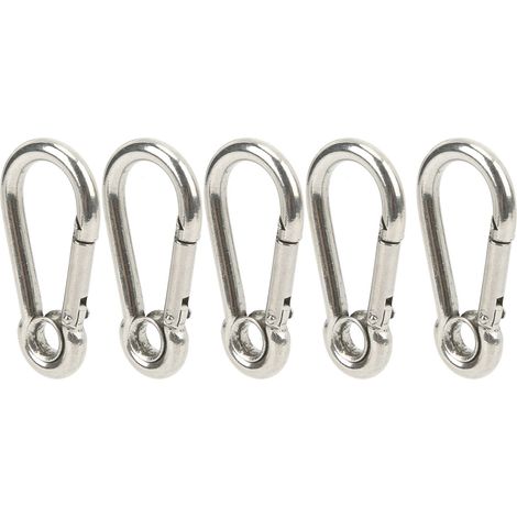 Lot de 10 mousquetons à ressort en acier inoxydable pour le camping, l'escalade et l'accrochage (M5) (1/5)