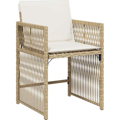 Sillas de jardín con cojines 4 uds ratán sintético beige vidaXL