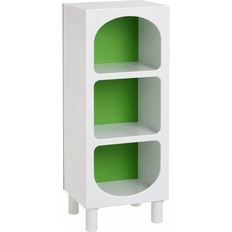 Étagère Colonne de Rangement Blanche pour chambre d'enfant avec 3 Niches à fond vert - Longueur 40 x Profondeur 32 x Hauteur 100 cm (1/5)