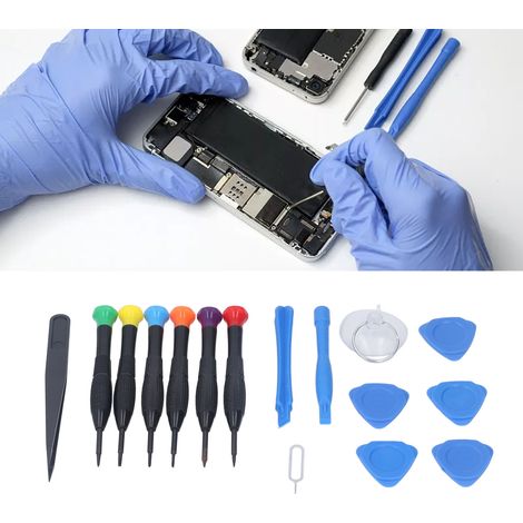 16-teiliges Set inklusive Schraubendrehern, Hebelwerkzeugen und Saugnäpfen für die Reparatur von Elektronikgeräten (1/5)